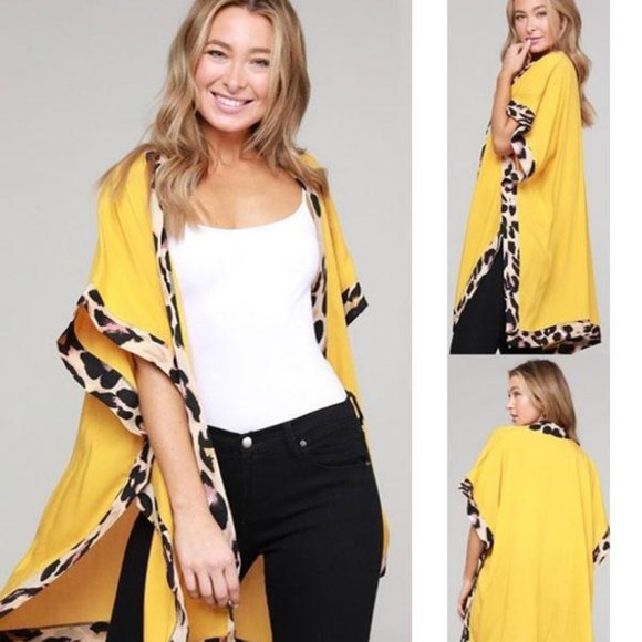 Leopard Trim Kimono - Picture 1 of 1
